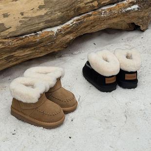 ASM 宝宝短靴 羊毛保暖儿童雪地靴女童毛毛靴2025冬加绒加厚大棉鞋