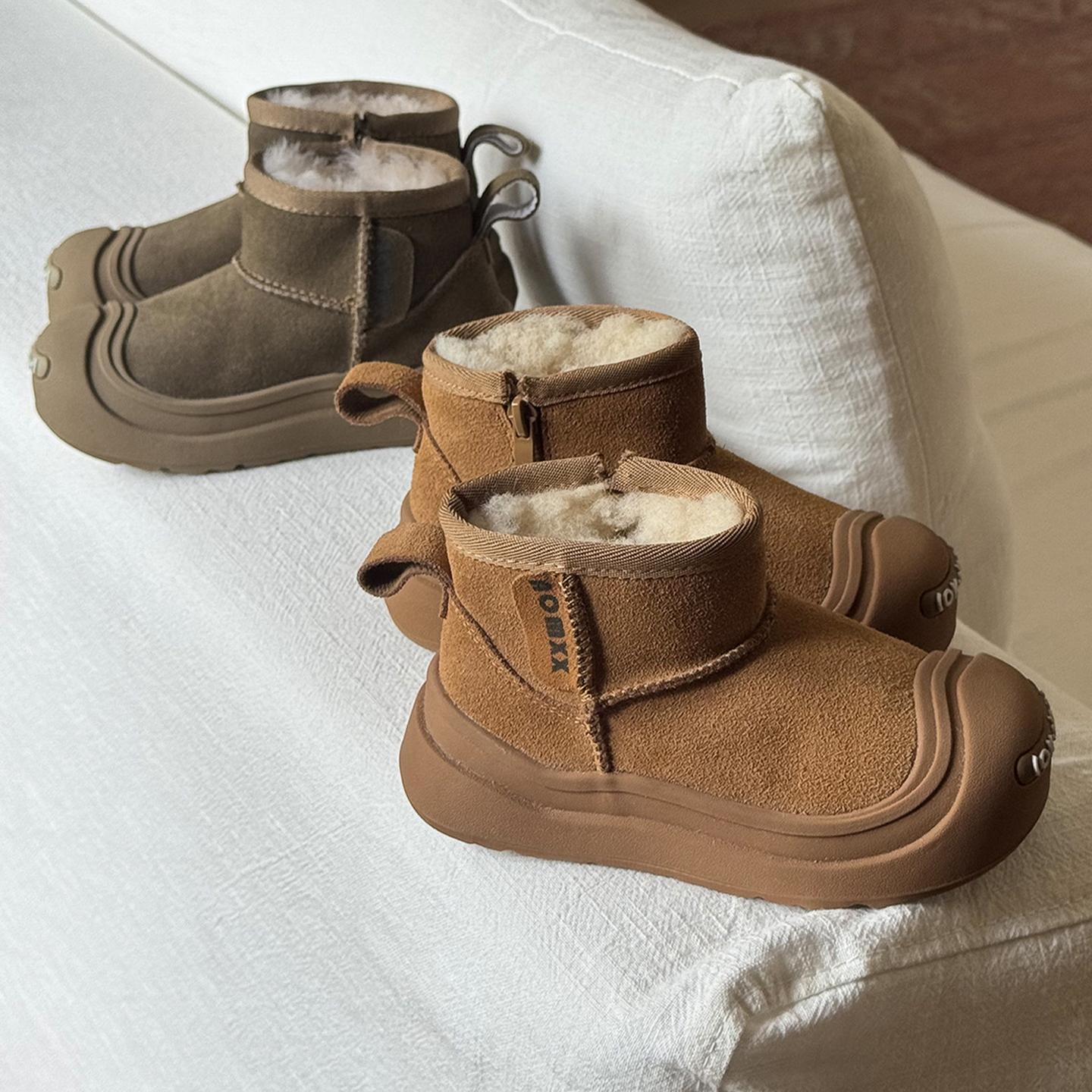 ASM开口笑真皮大头儿童雪地靴