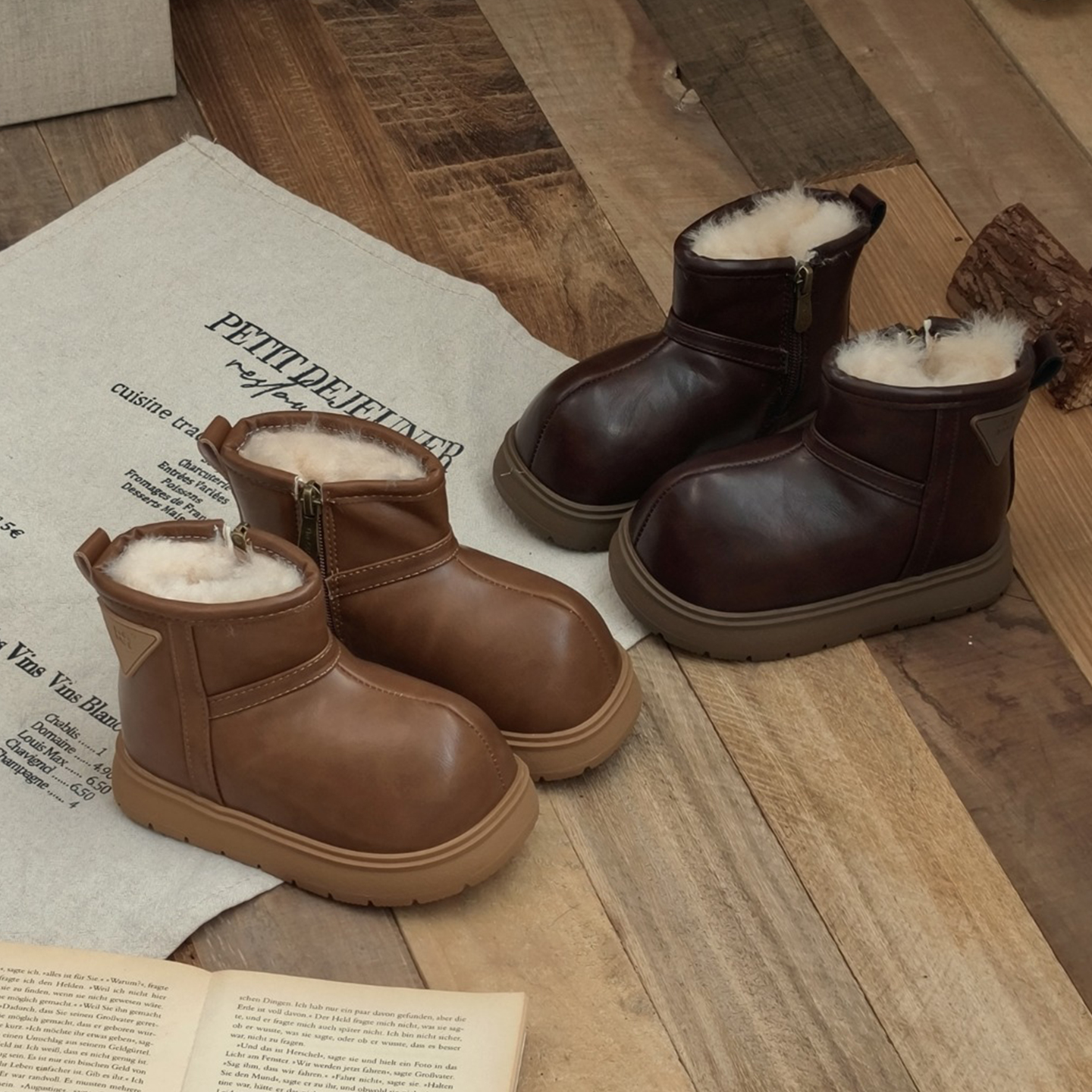 CBC羊毛儿童雪地靴保暖加绒加厚