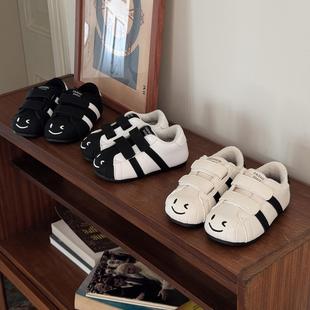 男女童二棉鞋 ASM 2025冬季 儿童加绒运动鞋 休闲 可爱笑脸宝宝小白鞋
