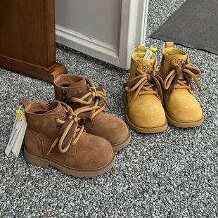 加绒短靴男童棉靴保暖大黄靴 2025冬季 ASM 百搭大头儿童马丁靴女款
