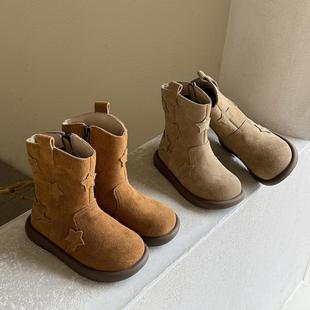 ASM 真皮美拉德星星女童靴子2025秋冬儿童马丁靴洋气单靴中筒长靴