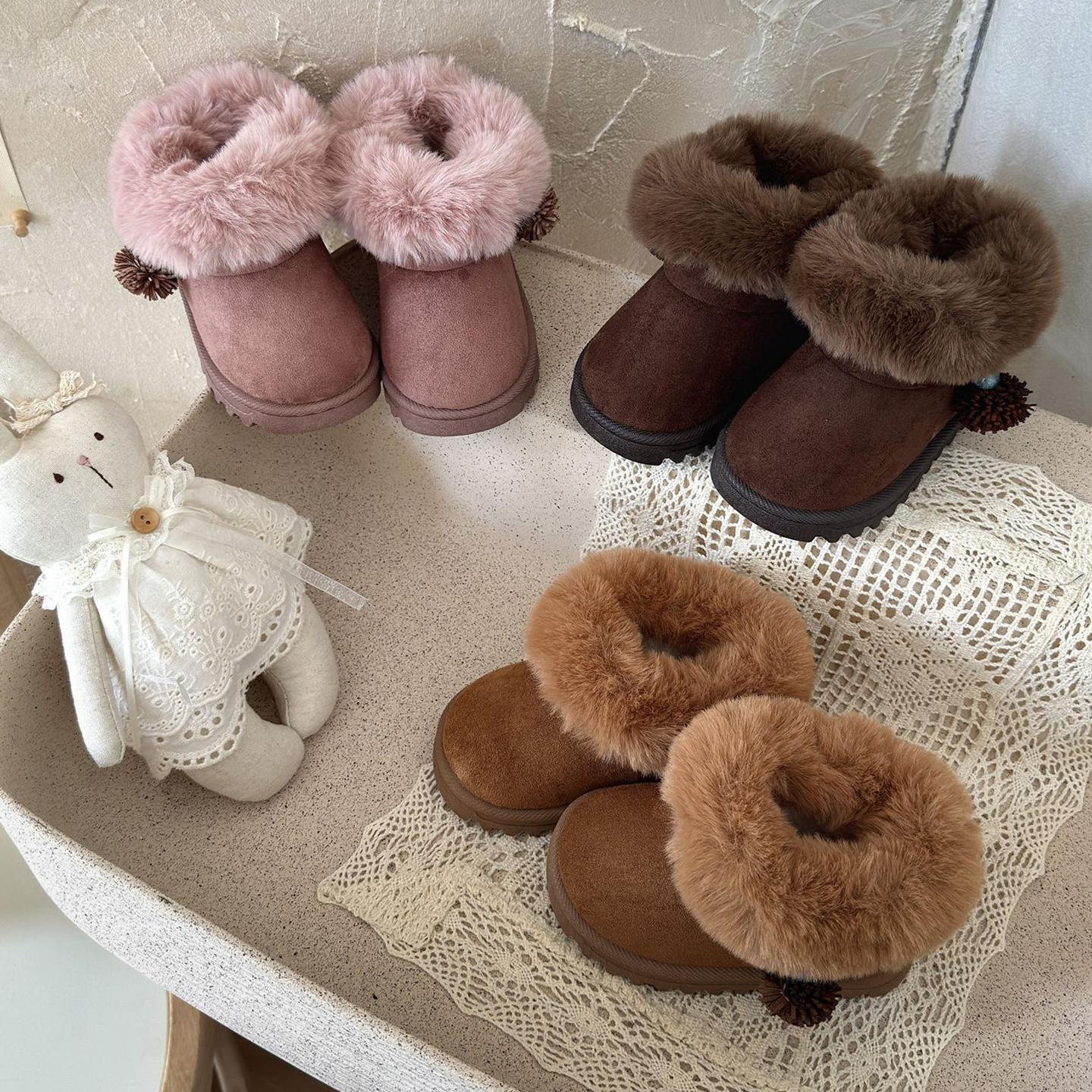 CBC儿童雪地靴女童棉靴毛毛靴