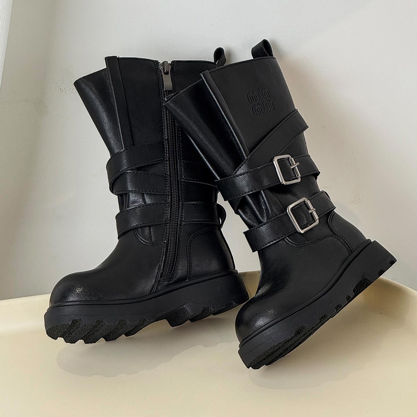 NIXIL巴黎毒液靴黑色儿童骑士靴