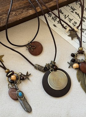 2026新中式波西米亚复古流苏长款项链女异域民族风吊坠百搭度假风