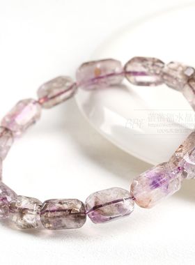 2026蓓蓓福水晶 天然紫水晶超七水晶桶珠手链 紫超七随型手串散珠