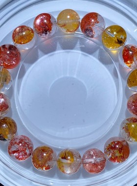 天然原色锦鲤红胶花单圈手链红鸩羽矿种红幽灵手串水晶饰品礼物女