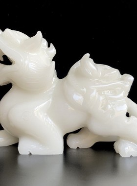 2026玉石貔貅摆件双头兽汉白玉一对招财店铺开业家居客厅玄关风水
