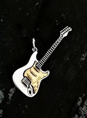 2026跨境小众设计朋克风潮男嘻哈帅气个性摇滚电吉他项链音符吊坠