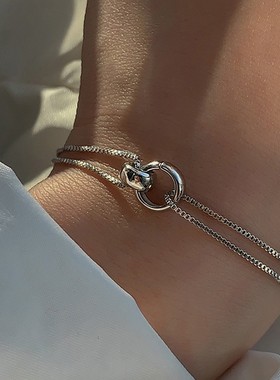 2026韩国双层环形手链女清新夏ins小众设计简约百搭轻奢高级感饰