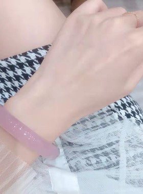 2026厂家冰种细条加厚粉玉髓手镯 玛瑙芙蓉玉紫罗兰玉镯子饰品