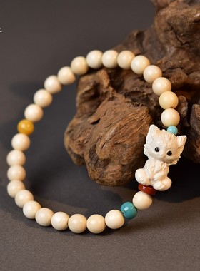 2026猛犸手串女男象牙牙雕解忧神兽朏朏蜜蜡绿松石散珠子手錬南红