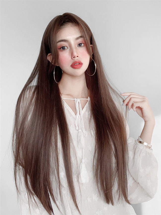 假发女中长发中分八字刘海长直发头套式自然仿真全头套整顶假发