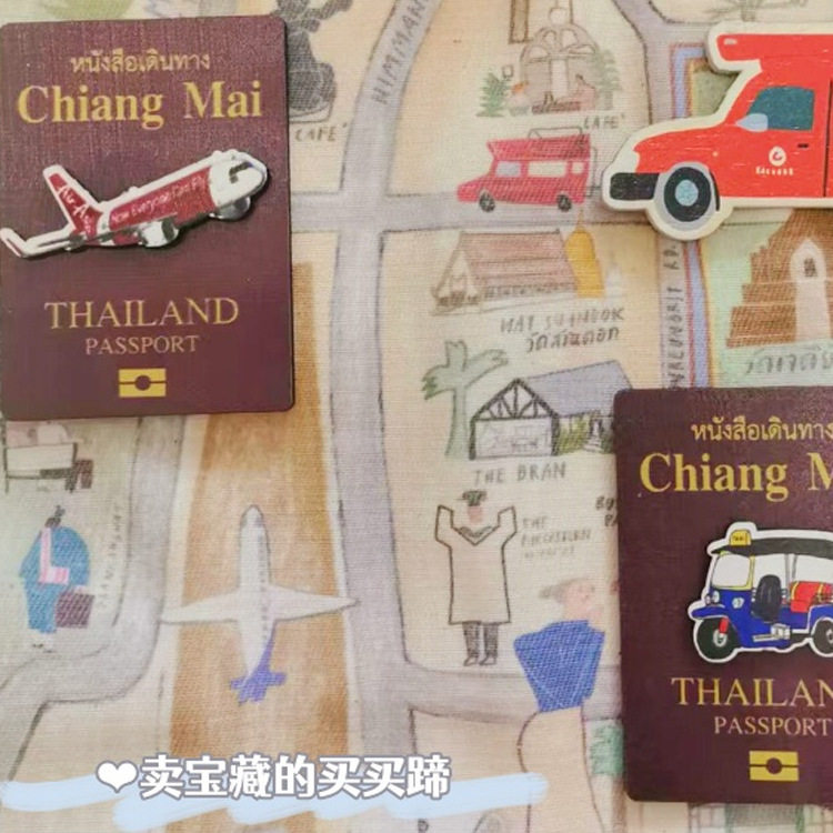 清迈手工手绘泰国护照夹双条冰箱