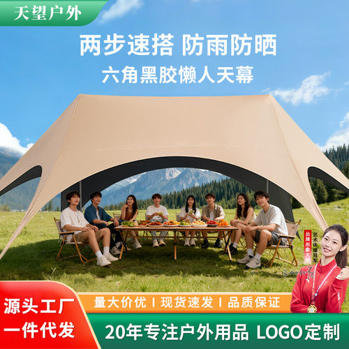 天幕帐篷户外2025新款露营新型懒人免搭建遮光防雨穹顶黑胶遮阳棚