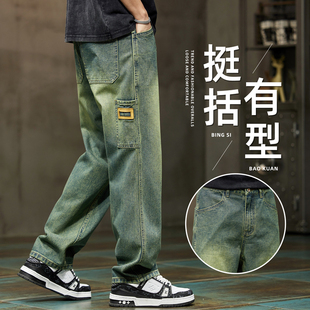 牛仔裤男款直筒宽松美式复古工装休闲长裤2025春夏新款耐磨工作裤