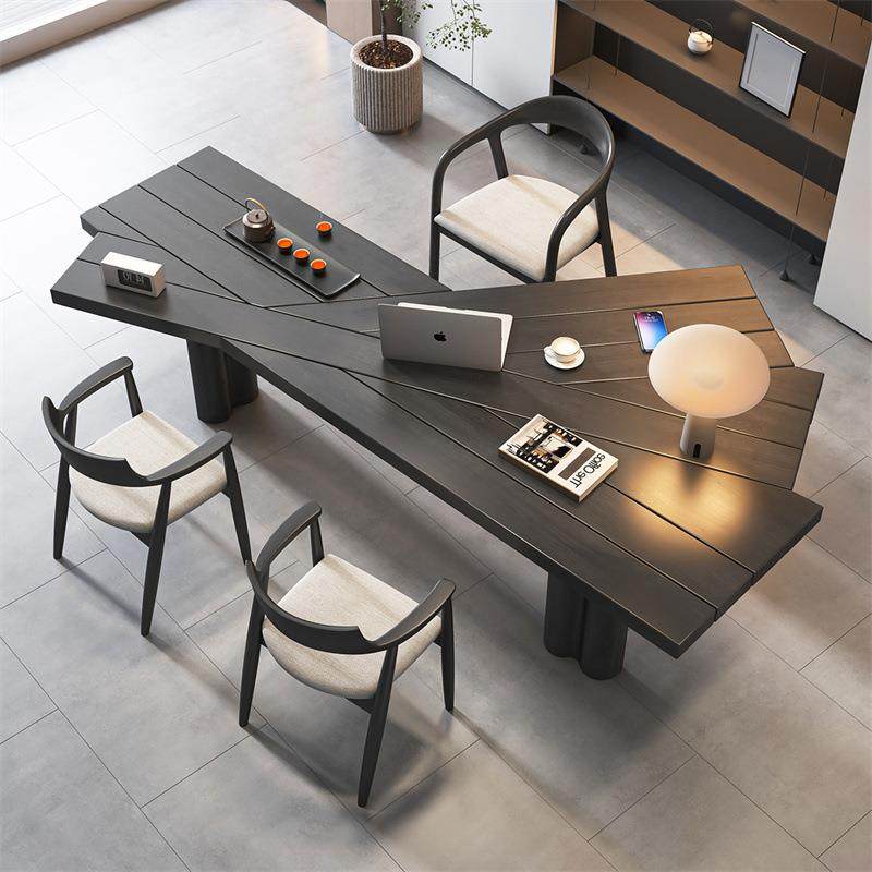 实木书桌碳化简约黑色轻奢家用客厅茶台侘寂风休闲茶桌电脑办公桌,商业/办公家具,茶台/茶桌,淘宝优惠券,粉丝福利购,淘宝优惠卷
