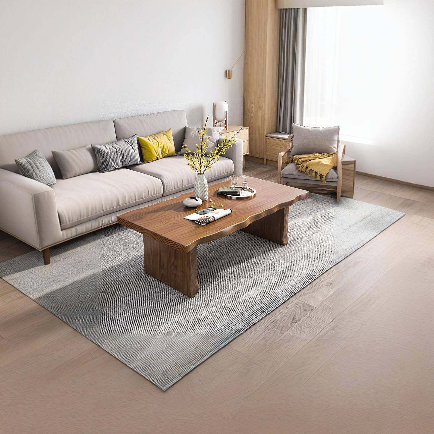 新中式家用客厅整板实木无拼茶几桌办公室原木自然边功夫泡茶桌,住宅家具,茶几,淘宝优惠券,粉丝福利购,淘宝优惠卷