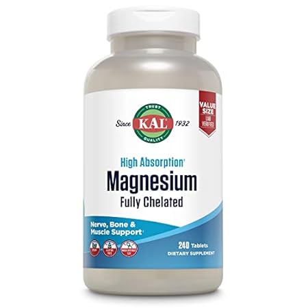 KAL Magnesium Glycinate Tablets, Fully Chelated, High Abs