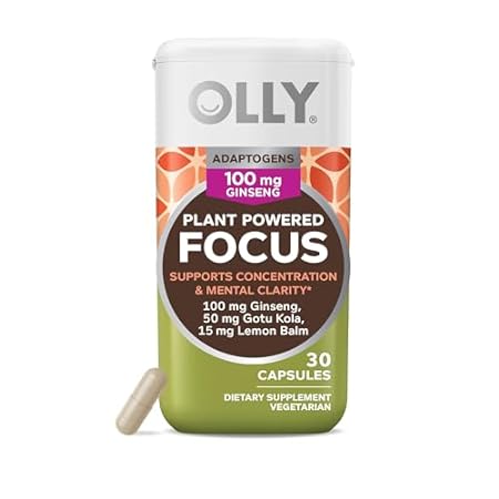 OLLY Focus Adaptogen， Ginseng， Gotu Kola， Mood Support Su