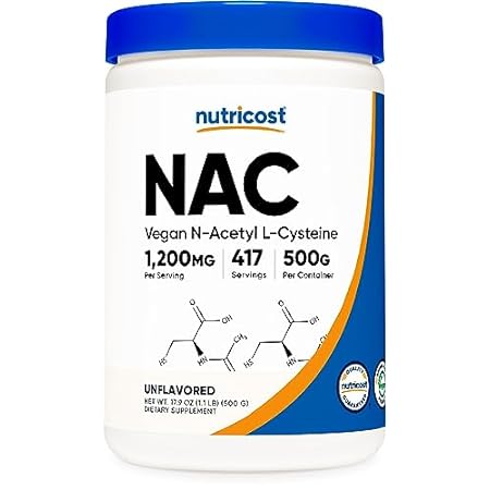 Nutricost N-Acetyl L-Cysteine (NAC) Powder 500 Grams - Ve