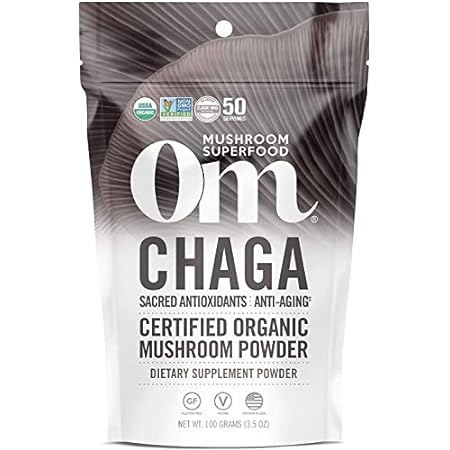 Om Mushroom Superfood Chaga Organic Mushroom Powder， 3.5