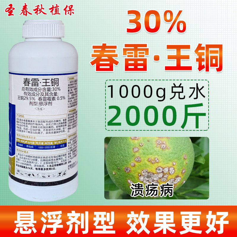 30%春雷王酮王铜柑橘溃疡病黄瓜西红柿叶霉病霜霉病专用药杀菌剂