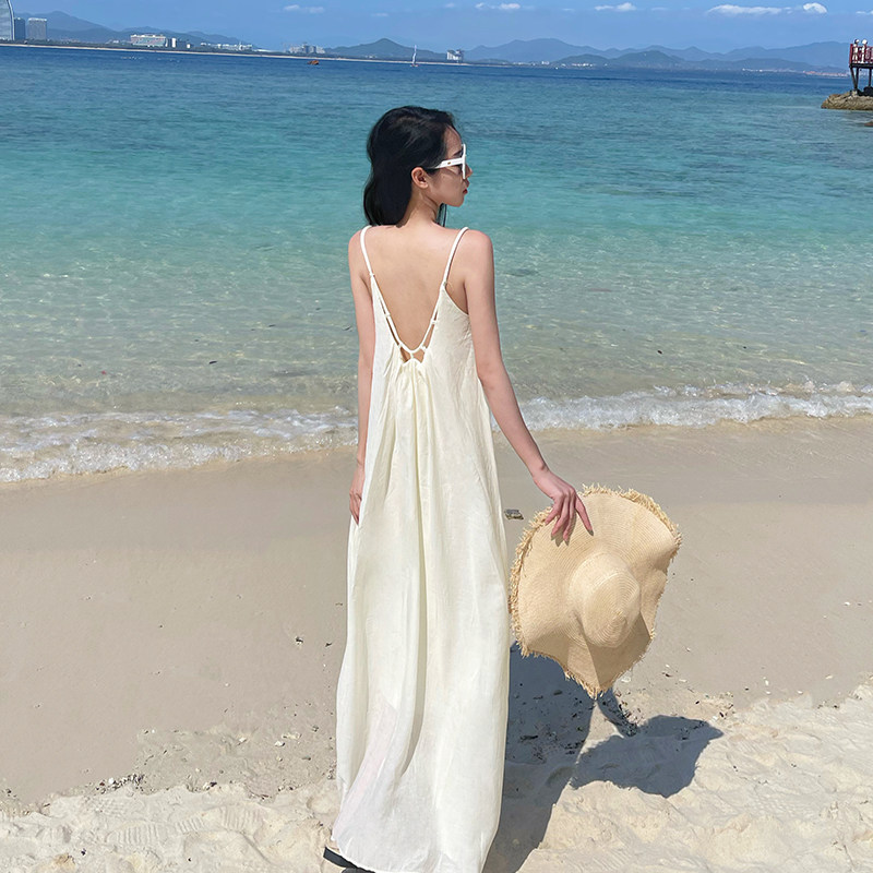 泰国三亚旅游穿搭露背沙滩裙女超仙波西米亚风海边度假吊带洋装