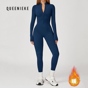 秋冬连体衣紧身加绒瑜伽连体服户外保暖连体衣跑步健瑜伽服身服