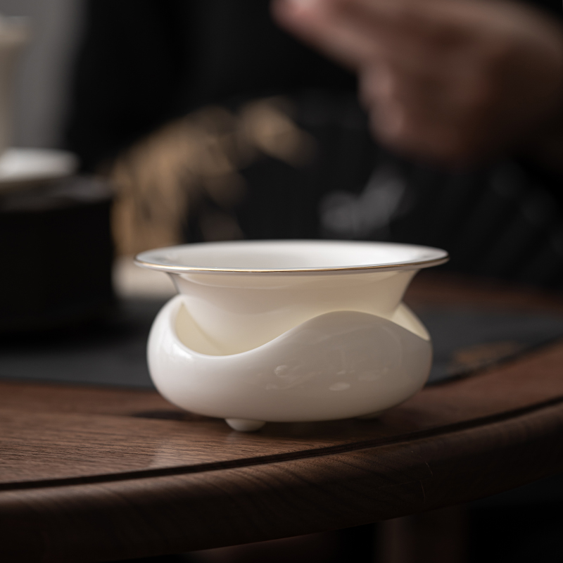 陶瓷茶滤茶漏过滤网茶隔过滤器茶具漏斗茶叶分离滤茶器白瓷公道杯