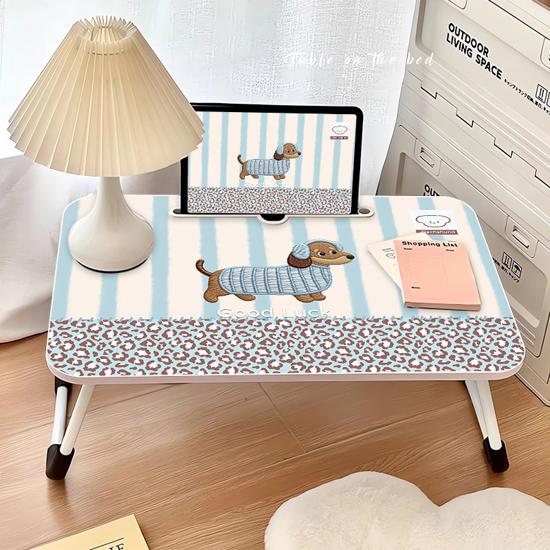 可爱腊肠狗床上小桌子可折叠桌家用卧室飘窗坐地写作业桌板儿童学习桌