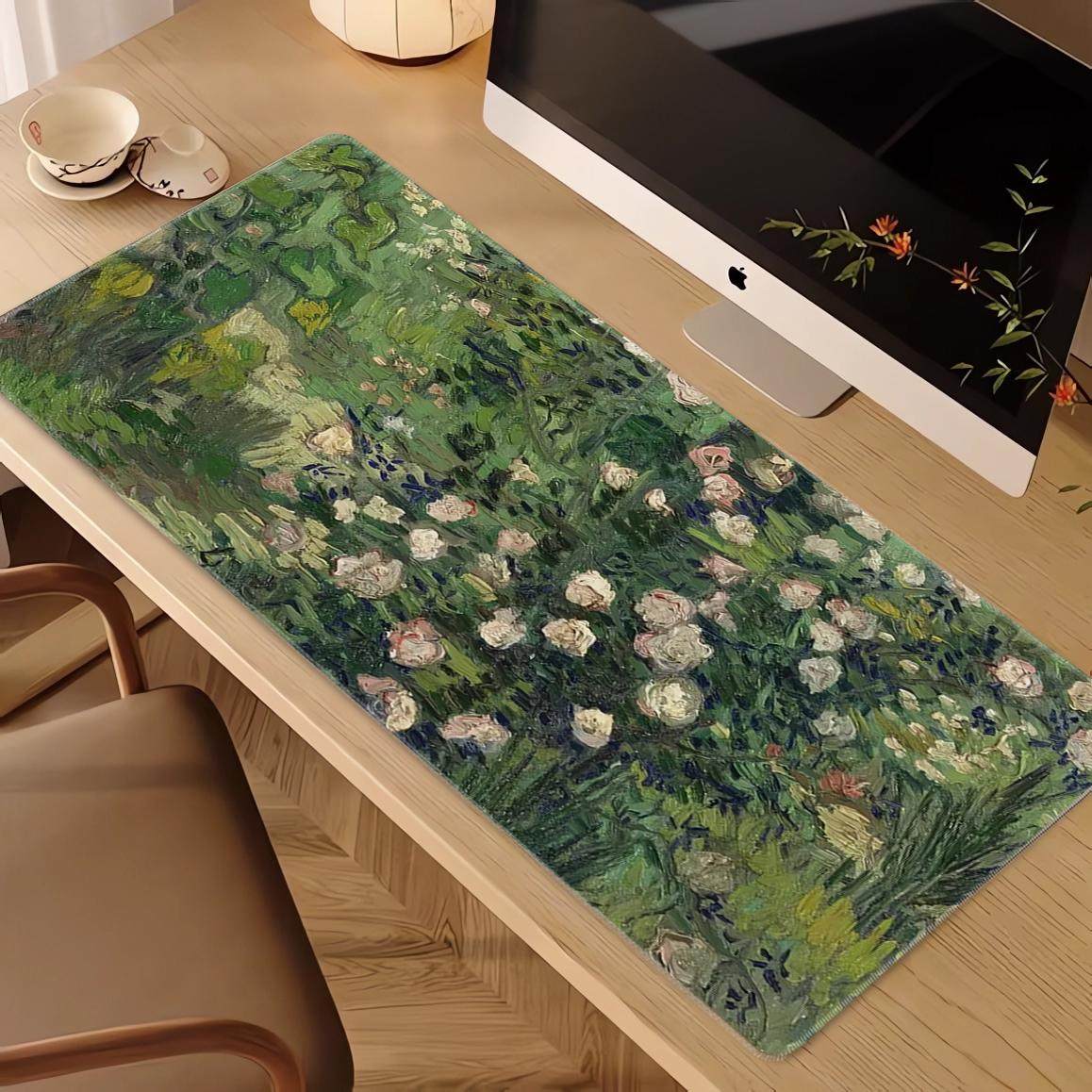 梵高艺术油画鼠标垫超大莫奈睡莲水彩办公桌垫定制电脑垫家用复古