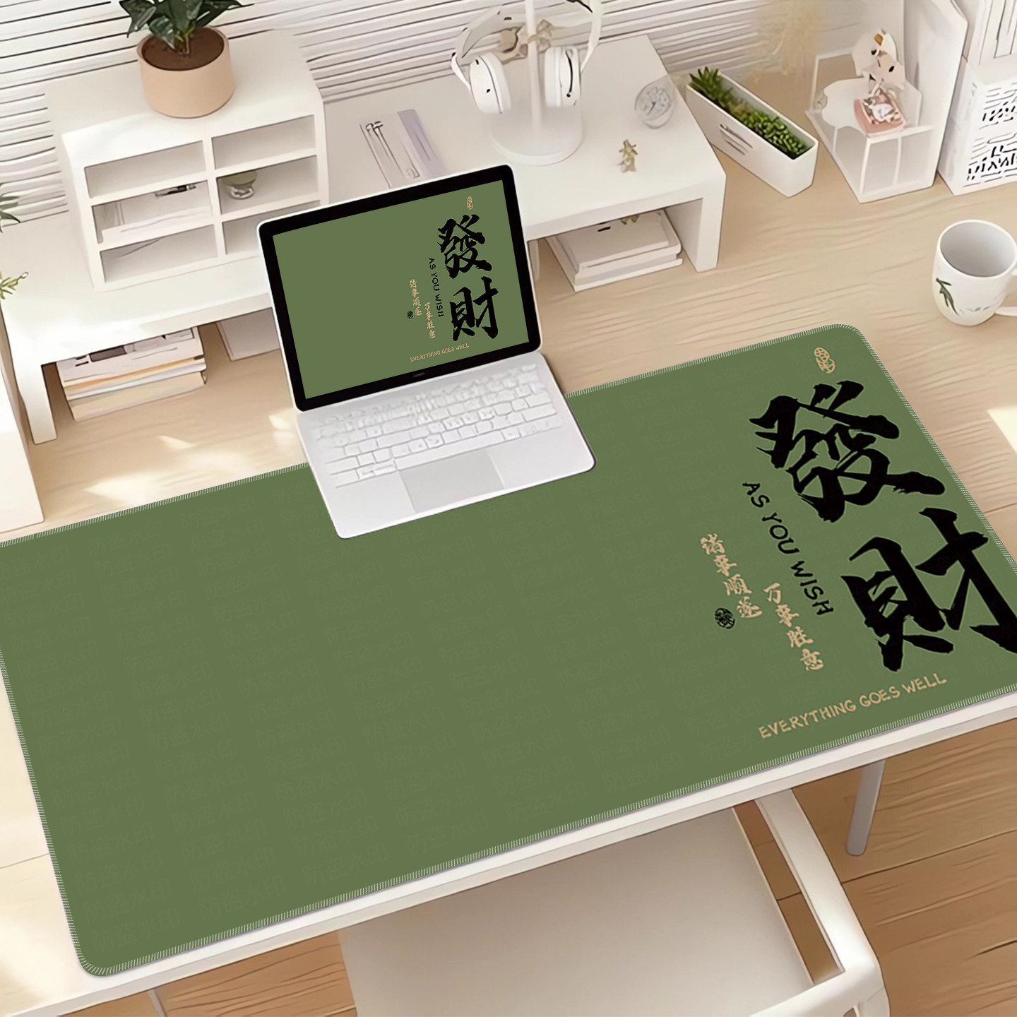 鼠标垫子超大女生高颜值办公室桌垫发财文字笔记本电脑键盘垫定制