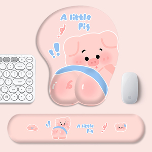 原创可爱小猪屁股护腕鼠标垫3D立体异形办公桌垫笔记本电脑键盘手托防滑硅胶软垫萌物卡通定制送人搞怪滑鼠垫