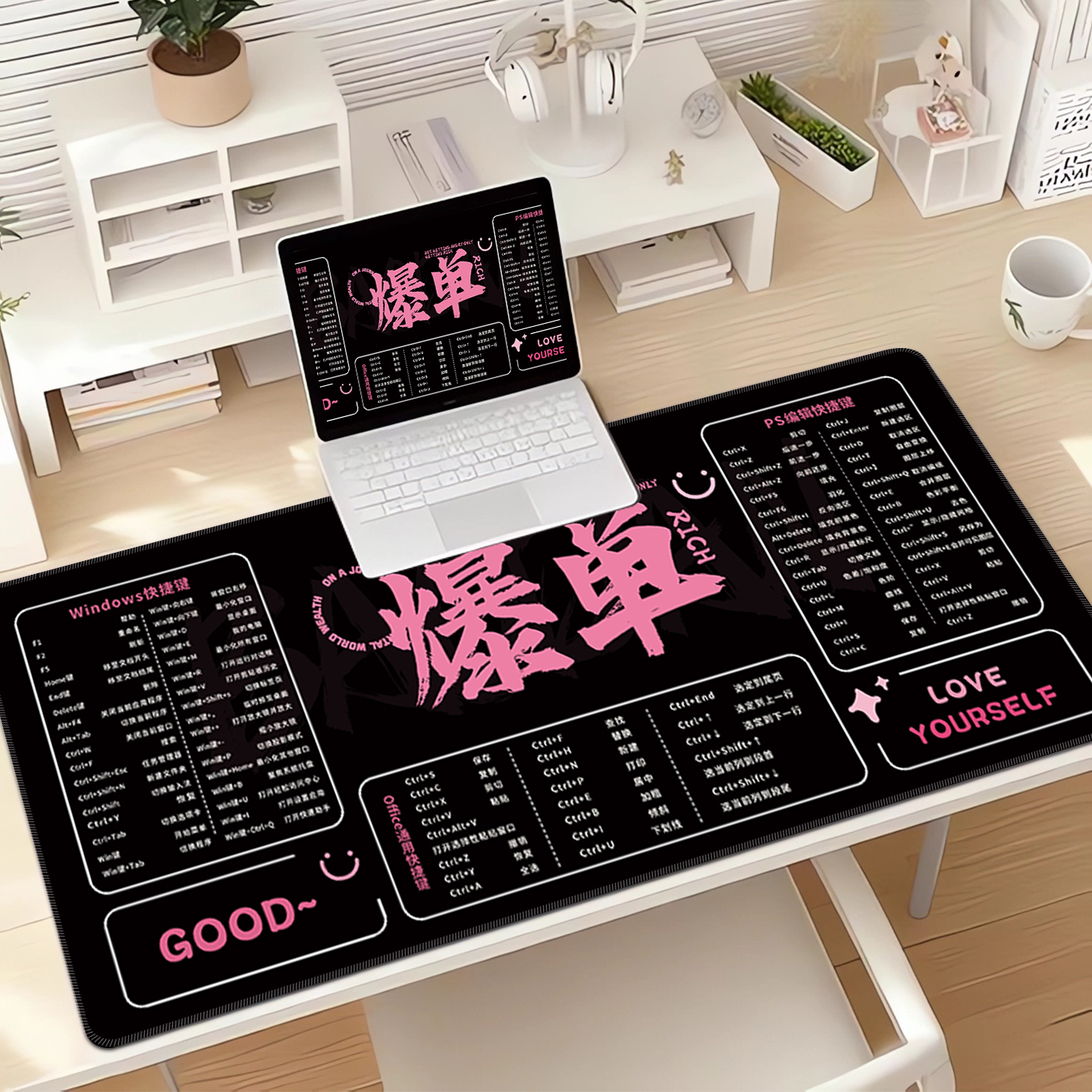 爆单快捷键鼠标垫超大女生高颜值