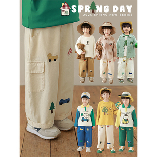 子2026春季 森林乐园儿童长裤 新款 裤 潮 宽松直筒显瘦工装 幼悠男童裤