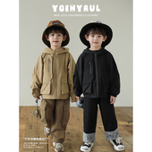 幼悠童装 男孩户外宽松连帽上衣潮 儿童冲锋衣男童外套春秋2026新款