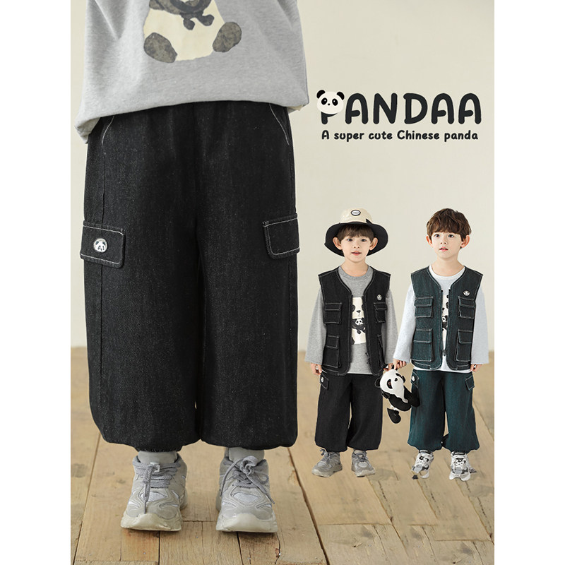 幼悠男童2025新款牛筋束脚防风牛仔裤秋季流行宽松百搭儿童裤子潮,童装/婴儿装/亲子装,裤子,淘宝优惠券,粉丝福利购,淘宝优惠卷