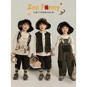 儿童迷彩工装 套装 马甲趣味童话印花T恤多件套潮 男童2026春季 幼悠