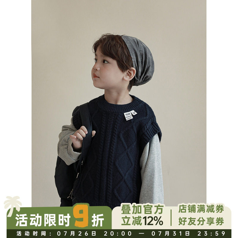 幼悠男童春秋装新款衣服宝宝洋气假两件上衣儿童韩版时髦针织卫衣