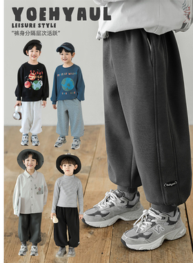 幼悠男童2025新款束脚防风运动休闲裤秋季流行休闲百搭儿童裤子潮