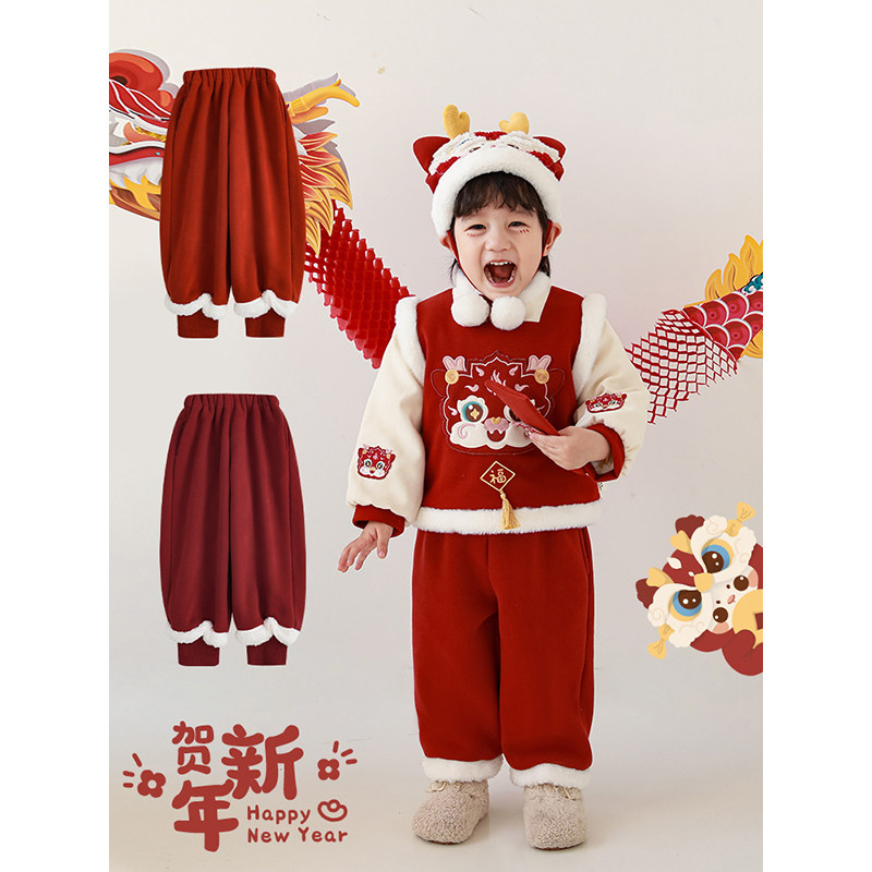 幼悠冬季新款男童加绒加厚过年喜庆新年装长裤儿童休闲宽松长裤潮,童装/婴儿装/亲子装,裤子,淘宝优惠券,粉丝福利购,淘宝优惠卷