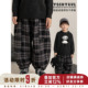 防风保暖休闲束脚裤 幼悠男童加绒加厚复古文艺风灯笼格纹裤 冬季 子
