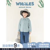 时尚 幼悠男童2025新款 冬季 鲸鱼翻领衬衫 加绒保暖儿童挺括上衣 长袖