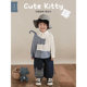 幼悠男童春日衬衫 可爱拼色小猫咪宽松洋气百搭立体小尾巴上衣 新款