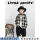潮 秋装 幼悠儿童棋盘格斜边口袋文艺翻领外套男童帅气衬衫 2026新款