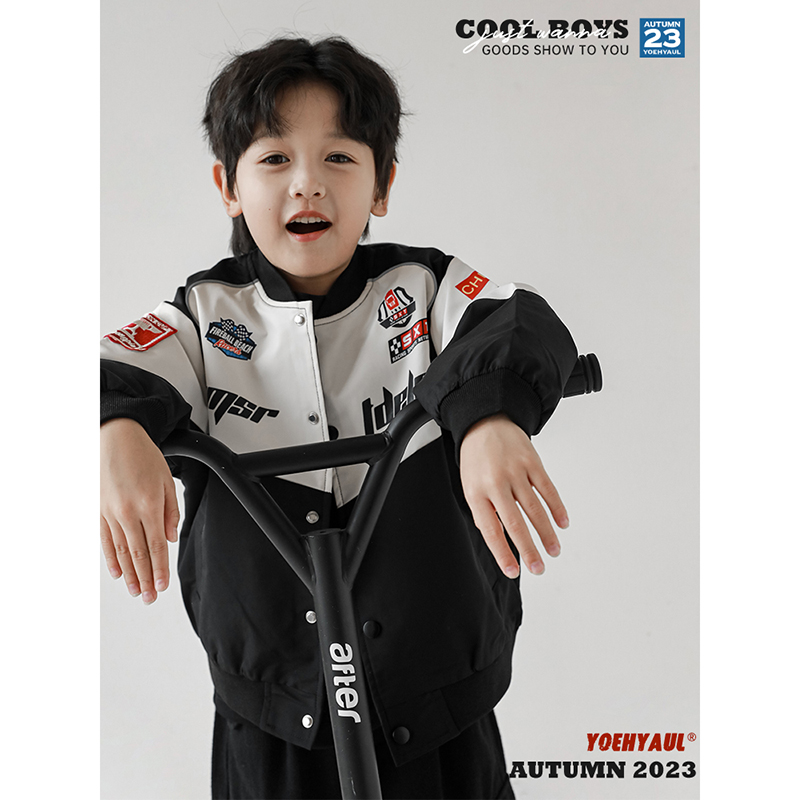 幼悠男童春秋撞色棒球服