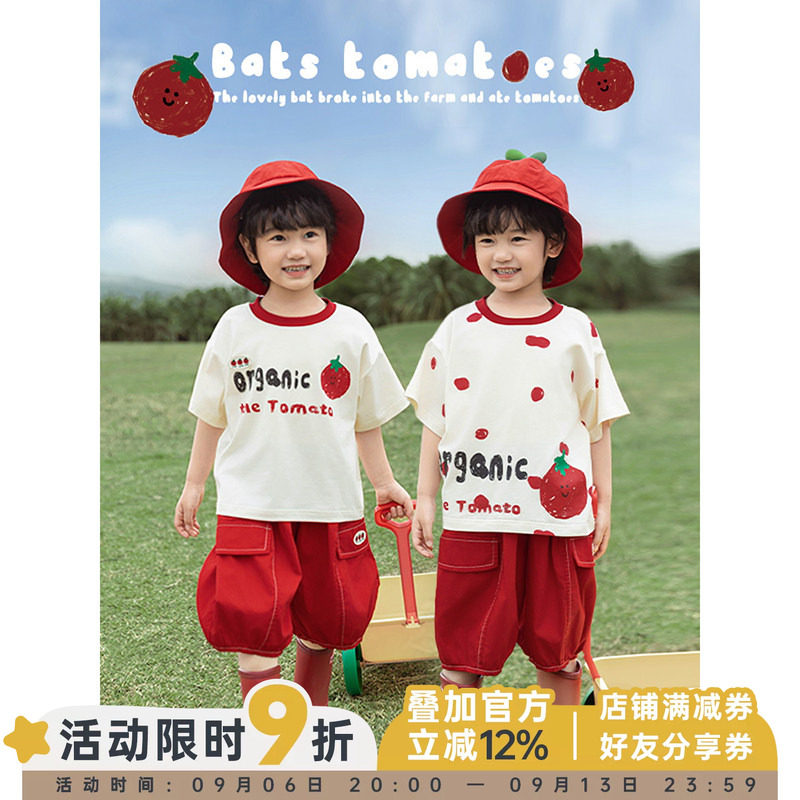 幼悠男童2026夏季新款涂鸦印花短袖T恤休闲宽松清凉儿童五分裤潮图片