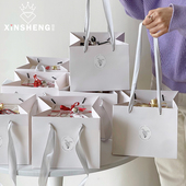 资材料手工diy 饰加厚白卡鲜花束花艺包装 芯苼 方形手提袋伴手礼装