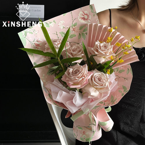 芯苼新中式复古印花花艺包装纸